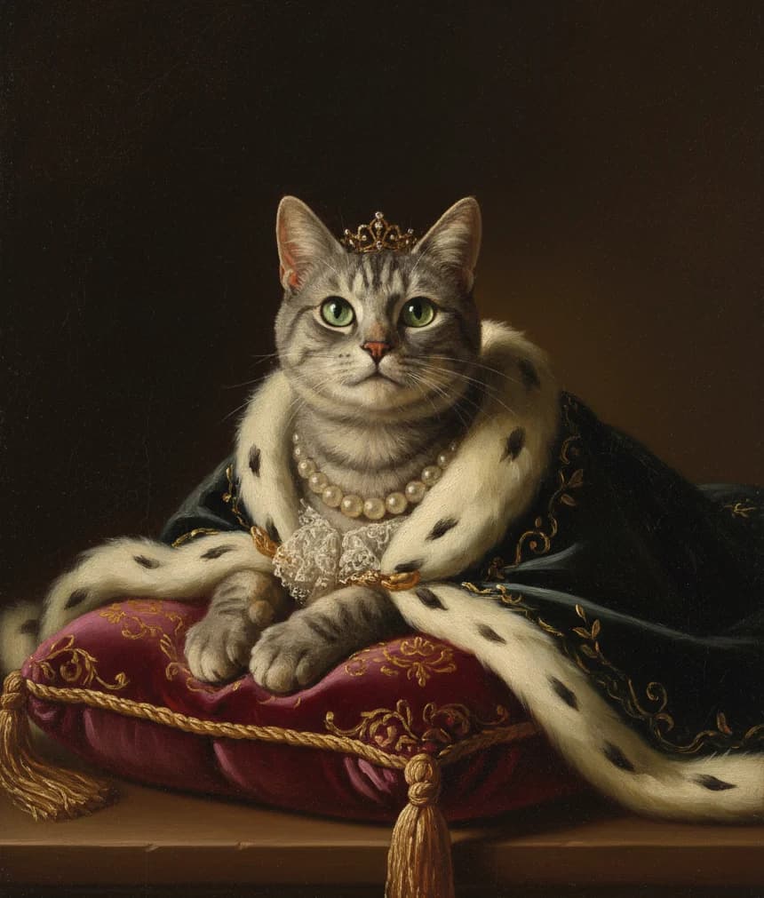 縞模様猫のルネサンス風肖像画